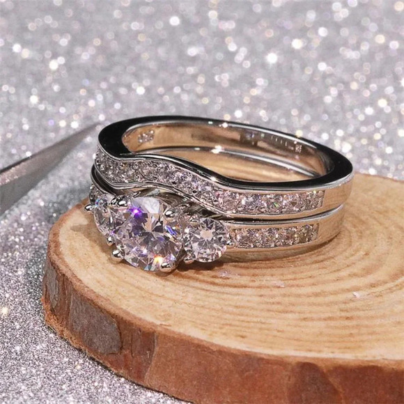 🔥Shiny Round CZ Luxury Silver Beautiful Wedding Ring for Women, K876
